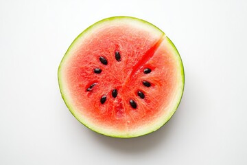 close up Watermelon fruit slice isolated on white background. Top view. Flat lay , ai