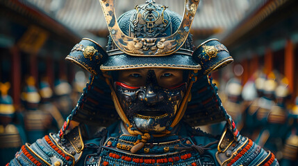 Wall Mural - Samurai Warrior in Traditional Armor - Realistic Image