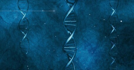 Canvas Print - Animating DNA strand and binary coding for scientific data processing