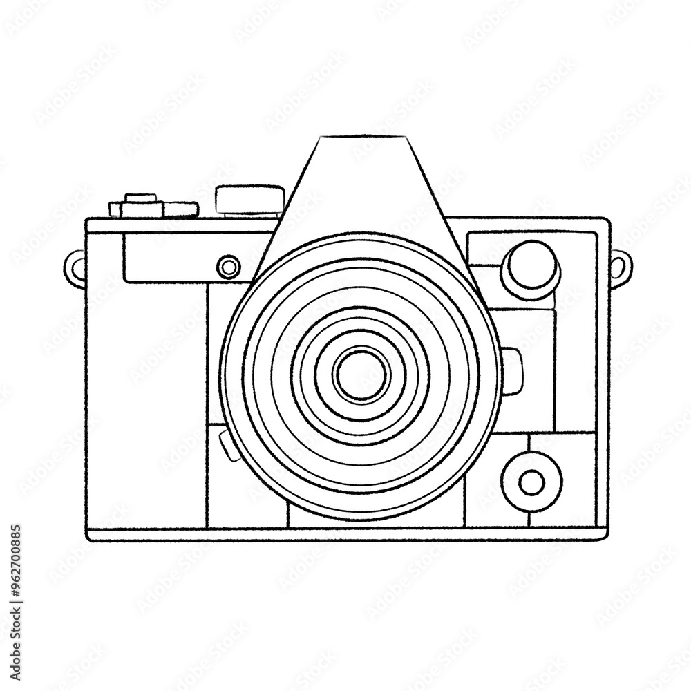 Camera outline illustration on transparent background. Kids coloring ...