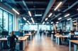 © MUdaylah - Hyperlapse video of a busy modern business office, blurred view. Many people Inside office. Blurred background. Modern open space office interior or call centre with generative ai