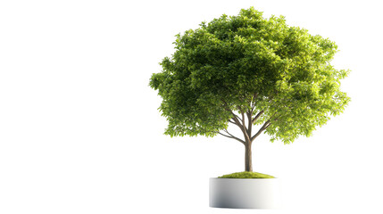 Green tree in white pot isolated transparent background