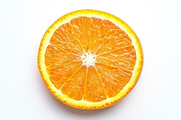 Wall Mural - close up Orange fruit slice isolated on white background. Top view. Flat lay, ai