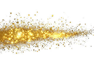 Abstract gold glitter texture with stars and lights transparent background