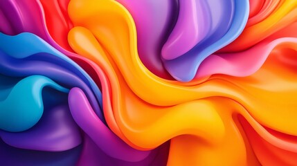 Wall Mural - Vibrant abstract colorful fluid waves and swirls, blending bright hues of orange, purple, pink, and blue for a dynamic artistic background.