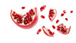 © Ndoomyim - Fresh pomegranate seeds and segments falling transparent background