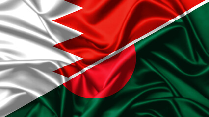 United waving flag of Bahrain and Bangladesh