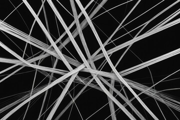 Wall Mural - This is a background image in which silver intersecting streamlines are drawn with a brush on a black background