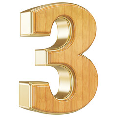 Wooden 3D Number 3