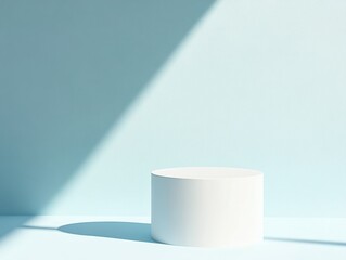 Aufkleber - Minimalist Pastel Blue Mockup with Round Podium and Soft Natural Lighting