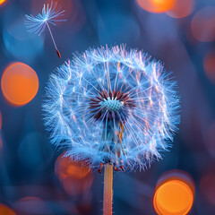 Wall Mural - Dandelion Seed Head with Blurred Bokeh Background - Photo