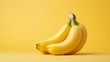 © Food and drink - Minimalist, bunch of bananas, vibrant yellow, green-tipped ends.