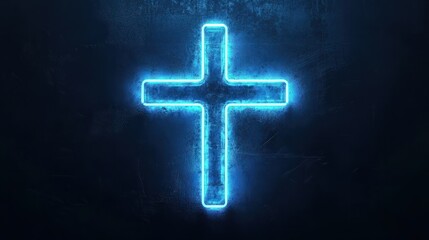 good friday blue neon lettering on plain dark black background