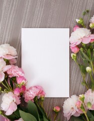 New Mock up of two page for greeting cards postcard, business card mockups on a background next to a bouquet of summer dried flowers