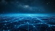 © DruZhi Art - Digital Connectivity Concept with Network Nodes and Luminous Lines, Starry Blue Backdrop, Futuristic and Elegant, EU Theme