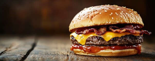 Wall Mural - A Close-Up of a Delicious Cheeseburger