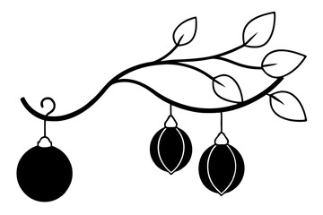 Wall Mural -  Ornaments on a tree branch silhouette vector isolated on a white background