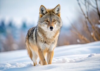 Naklejka na meble A coyote's once-beautiful fur is now dull and patchy, its eyes sunken, ears drooping as it navigates the