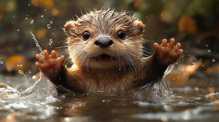 close up of cute illustration of otter