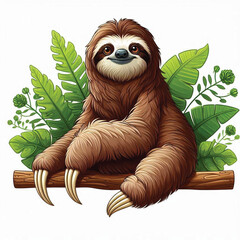 Sticker - Cute Sloth Vector Cartoon illustration