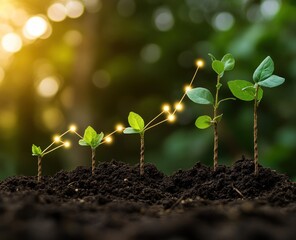 Sticker - Growing Plants Connected by Light