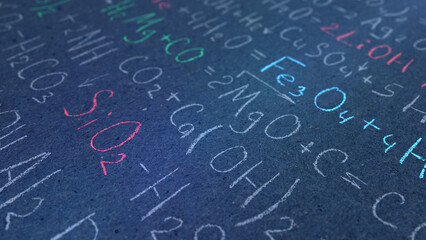 Wall Mural - handwritten formulas background.school background in chemistry .letters and numbers .illustration.