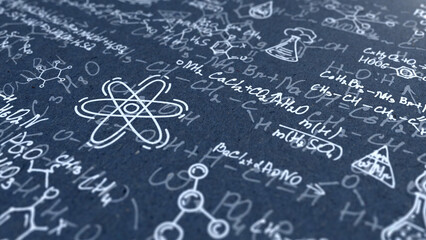 Wall Mural - school background in chemistry .handwritten formulas background.letters and numbers . illustration.