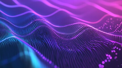 Poster - Abstract Digital Wave Pattern with Vivid Neon Colors