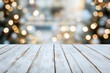 © MUdaylah - white The empty wooden table top with blur background of Christmas with generative ai