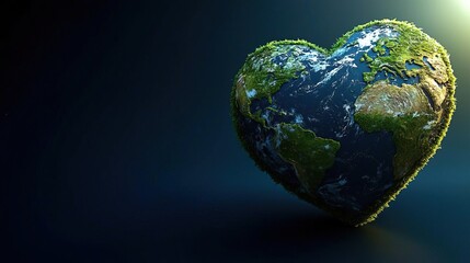 A heart-shaped representation of Earth, symbolizing love for the planet and environmental awareness. A stunning visual for eco-friendly themes.