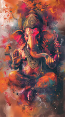 Wall Mural - beautiful large painting of lord ganesha