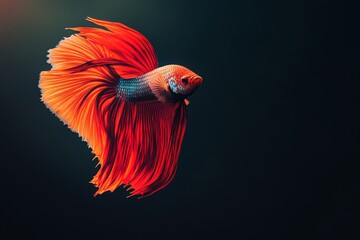 Mystic portrait of double Tail Betta Fish, isolated on black background