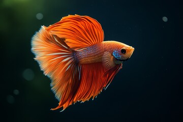 Mystic portrait of Halfmoon Betta Fish, isolated on black background