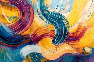 Wall Mural - Abstract Painting with Swirling Colors