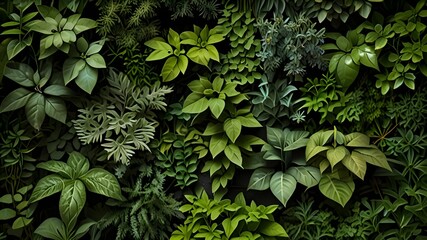 Herb wall, plant wall, natural green wallpaper and background. nature wall. Nature background of green forest Generative AI