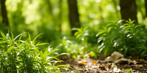 Sticker - Lush green plants in a forest setting.