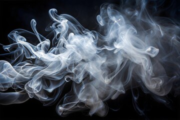 Wall Mural - abstract smoke art with white swirling patterns on dark background
