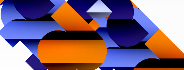 Wall Mural - Abstract background. Colorful geometric curve shapes with black shadow lines effects