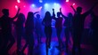 © K silver - A group of people are dancing in a club with lights and music