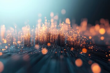 Wall Mural - Glowing Data Streams: A Mesmerizing Journey Through Digital Landscapes of Light and Motion