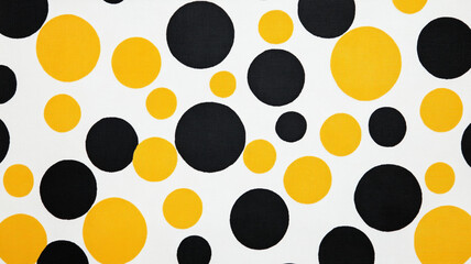 Wall Mural - black and yellow polka dot on white background