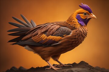 Colorful chicken on a solid color background, studio photo. ai generative