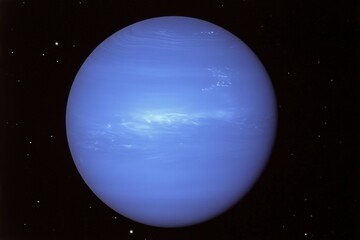 majestic blue neptune planet in starry space backdrop