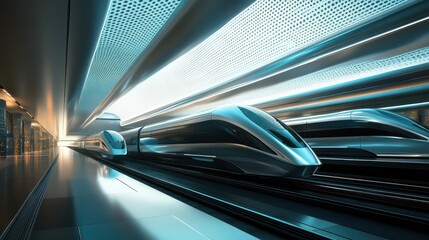 Poster - Futuristic Train Terminal in Sleek, Stylized Design