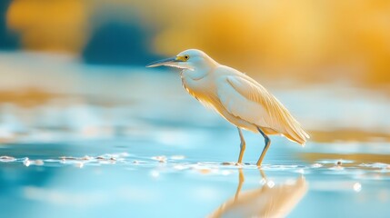 Wall Mural - Squacco Heron, yellow water bird.