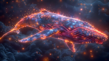 Wall Mural - Glowing Whale Abstract Illustration