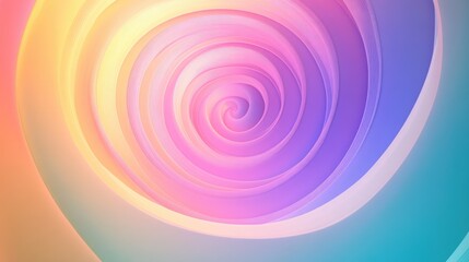 Dreamlike abstract art featuring a rainbow spiral circle, with soft gradients and vibrant hues in a vector illustration background