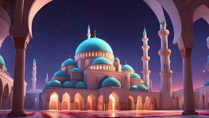 Wall Mural - A large blue and white building with a dome on top