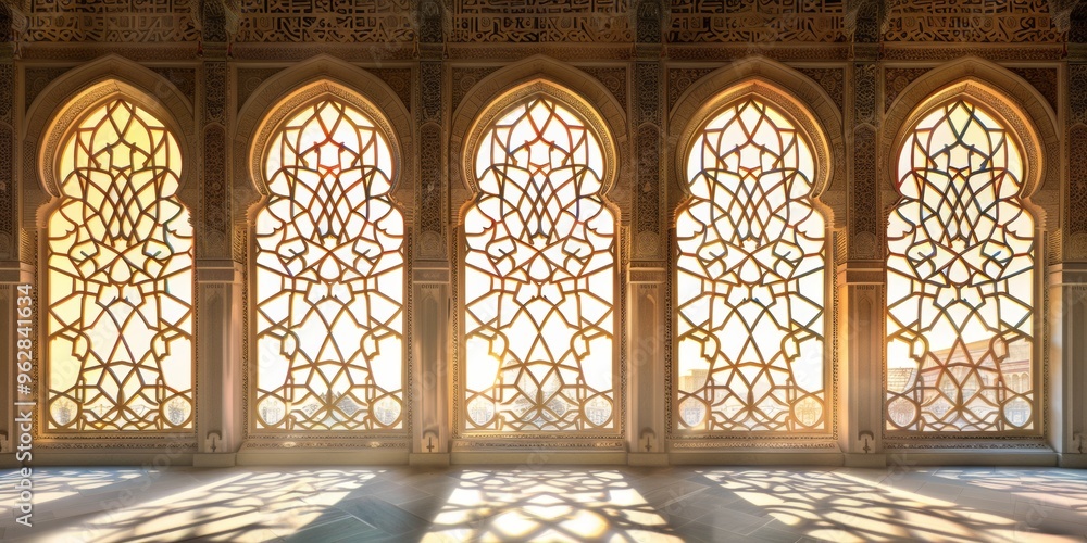 Beautiful arabic window, mosque interior Stock Photo | Adobe Stock
