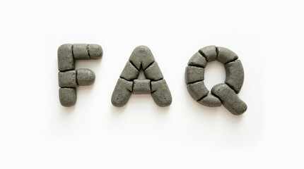 Wall Mural - faq letters made of river rocks on white background